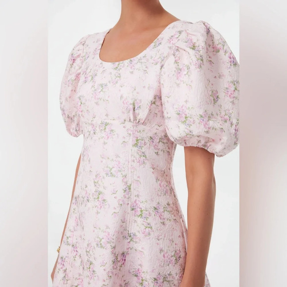 NWT Tuckernuck HYACINTH HOUSE Pink Jacquard Empire Ella Mini Dress Medium - Picture 2 of 9